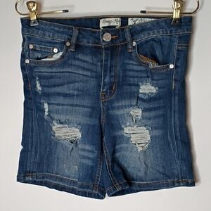 Indigo Rein distressed denim jean shorts size 7